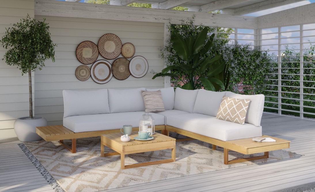 MONTANA light gray acacia wood 5-seater garden set MONTANA light gray acacia wood 5-seater garden set