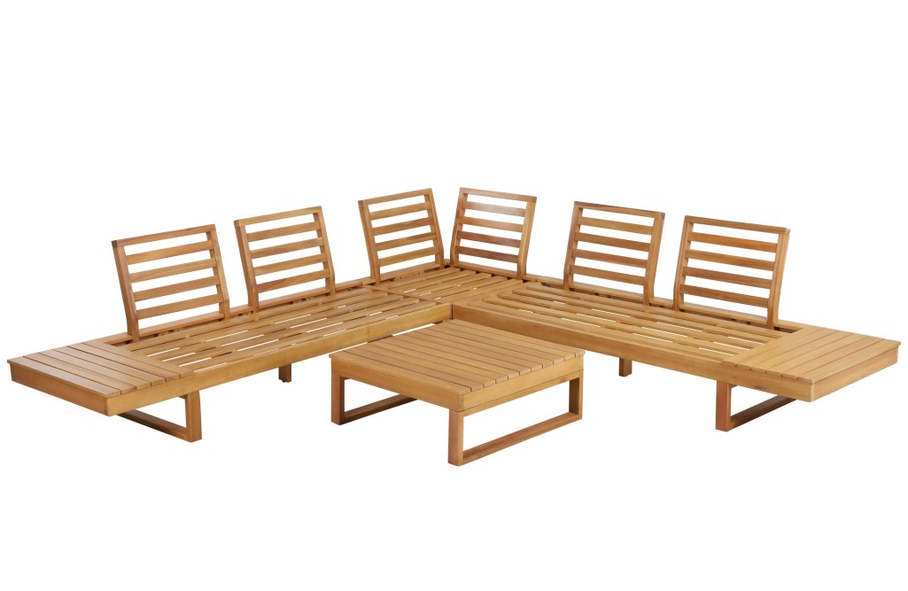 MONTANA light gray acacia wood 5-seater garden set MONTANA light gray acacia wood 5-seater garden set