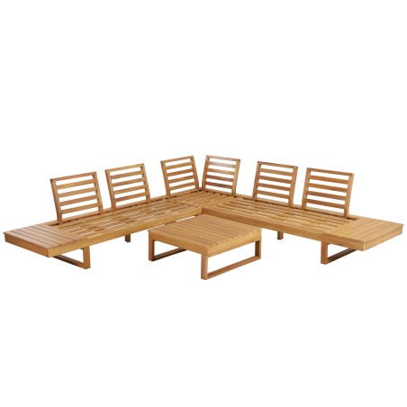 MONTANA light gray acacia wood 5-seater garden set