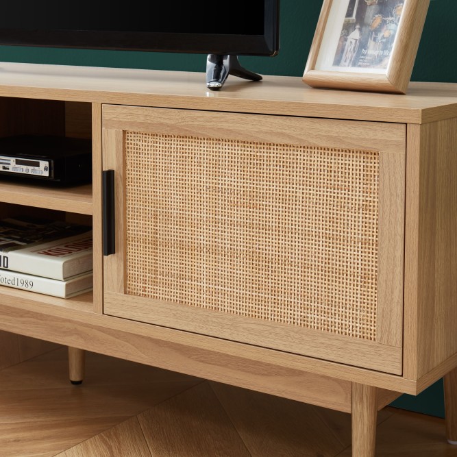 AMANA oak effect and rattan cane TV stand 51.18 inches AMANA oak effect and rattan cane TV stand 51.18 inches