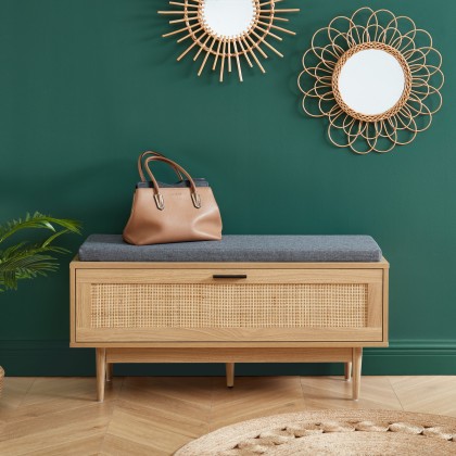 AMANA rattan cane shoe bench 39.37 inches 2