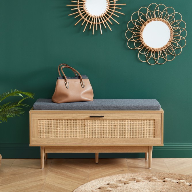 AMANA rattan cane shoe bench 39.37 inches AMANA rattan cane shoe bench 39.37 inches