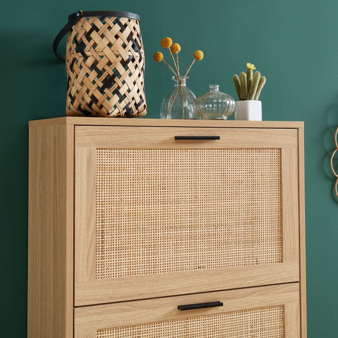 AMANA rattan cane shoe cabinet 3 doors 23.62 inches AMANA rattan cane shoe cabinet 3 doors 23.62 inches