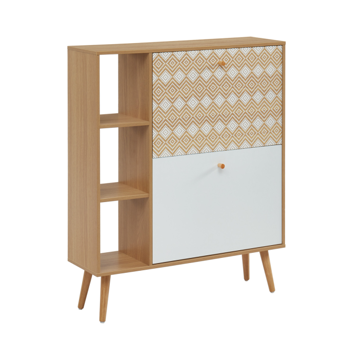 LEIKA pattern and oak effect shoe cabinet 31.5 inches LEIKA pattern and oak effect shoe cabinet 31.5 inches
