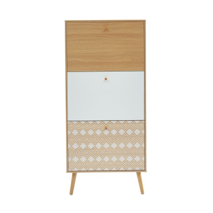 LEIKA pattern and oak effect shoe cabinet 23.62 inches
