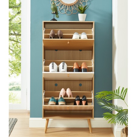 LEIKA pattern and oak effect shoe cabinet 23.62 inches