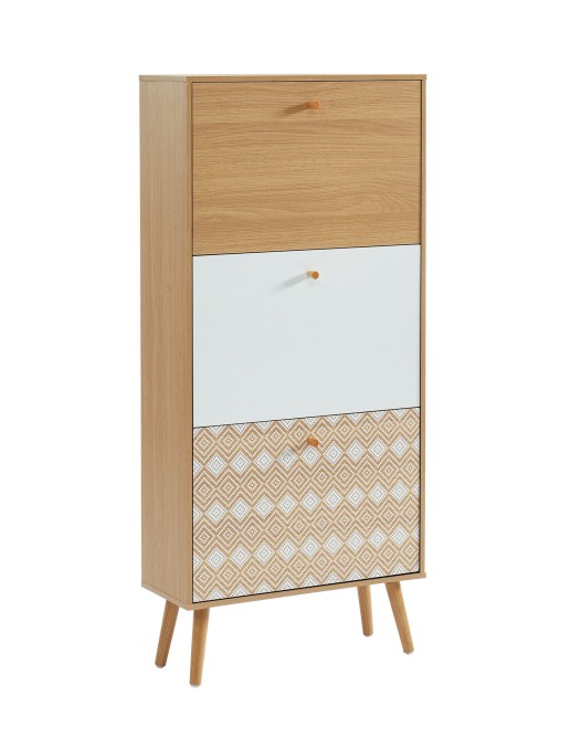 LEIKA pattern and oak effect shoe cabinet 23.62 inches LEIKA pattern and oak effect shoe cabinet 23.62 inches