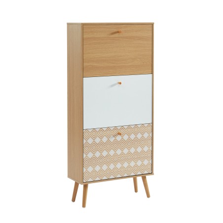 LEIKA pattern and oak effect shoe cabinet 23.62 inches