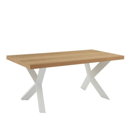 PLATON oak veneer and white metal dining table 70.87 inches