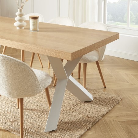 PLATON oak veneer and white metal dining table 70.87 inches