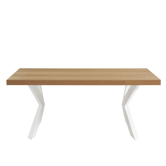 PLATON oak veneer and white metal dining table 70.87 inches