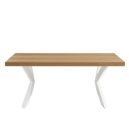 PLATON oak veneer and white metal dining table 70.87 inches