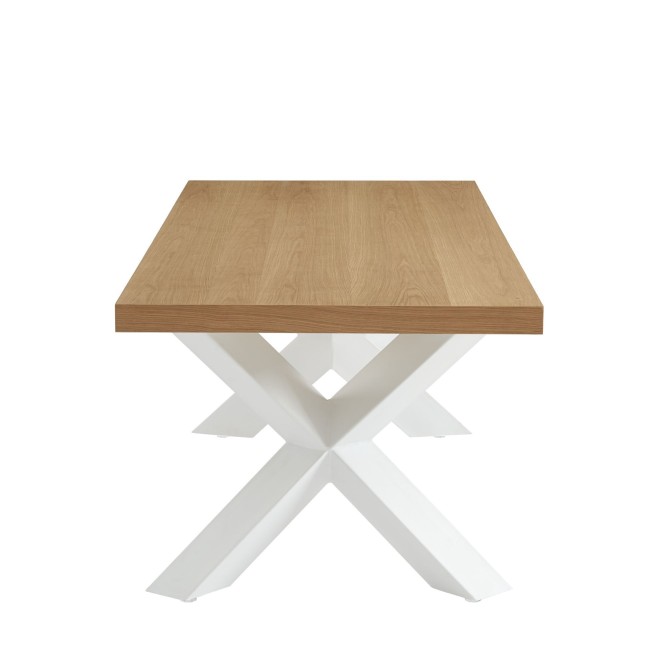 PLATON oak veneer and white metal dining table 70.87 inches