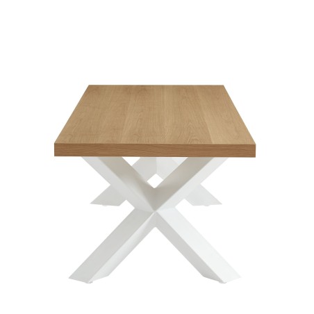 PLATON oak veneer and white metal dining table 70.87 inches