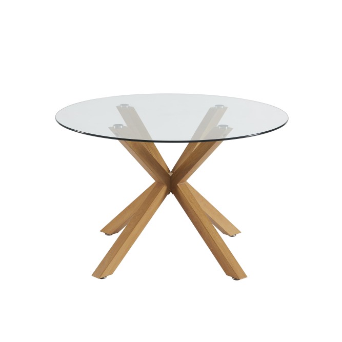 HARRY round glass and oak effect dining table 47.24 inches HARRY round glass and oak effect dining table 47.24 inches