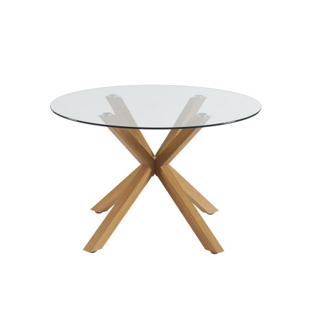 HARRY round glass and oak effect dining table 47.24 inches