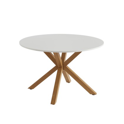 HARRY round white and oak effect dining table 47.24 inches