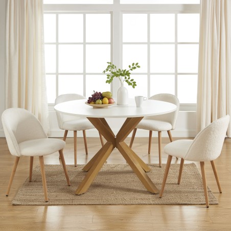 HARRY round white and oak effect dining table 47.24 inches