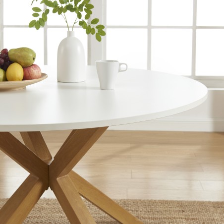 HARRY round white and oak effect dining table 47.24 inches