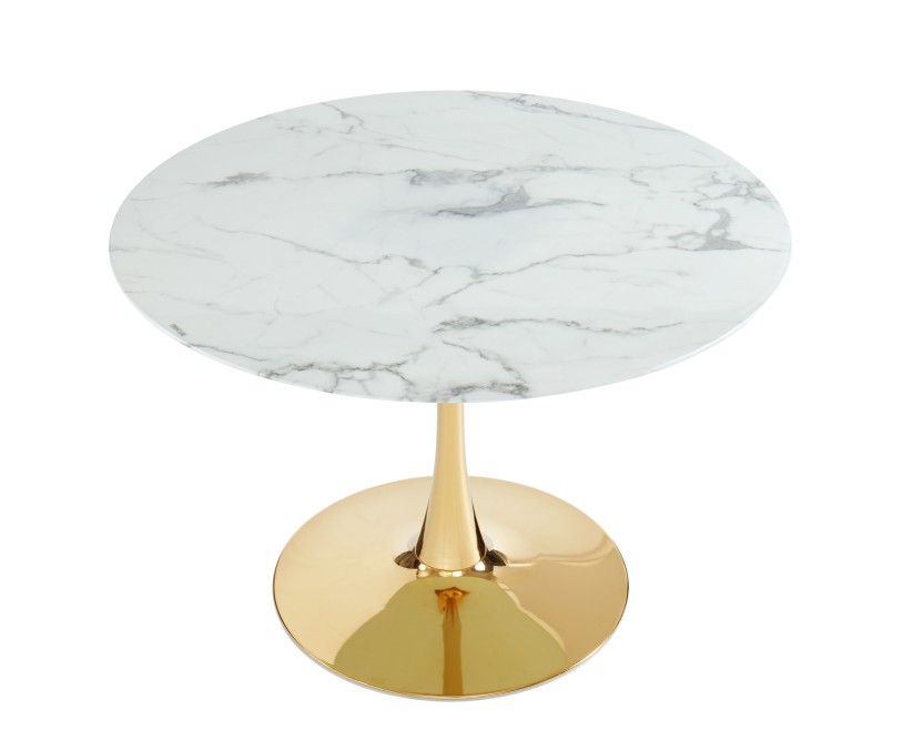 MONIKA marble effect glass dining table round 43.31 inches gold base MONIKA marble effect glass dining table round 43.31 inches gold base