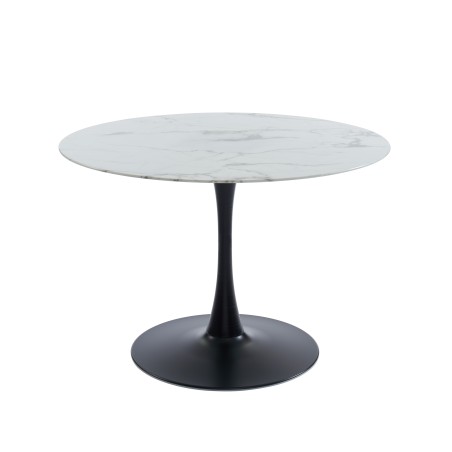 MONIKA marble effect glass dining table round 43.31 inches black base