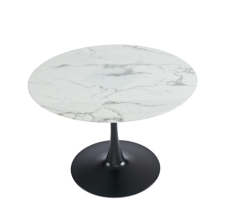 MONIKA marble effect glass dining table round 43.31 inches black base