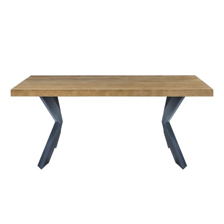 PLATON oak veneer and black metal dining table 70.87 inches