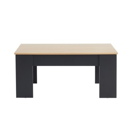 SIMON black and oak effect coffee table with lift-up top