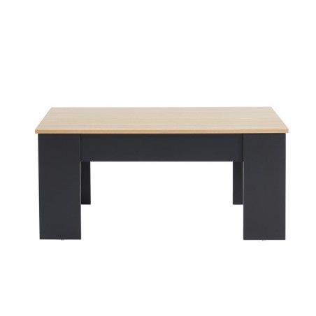 SIMON black and oak effect coffee table with lift-up top