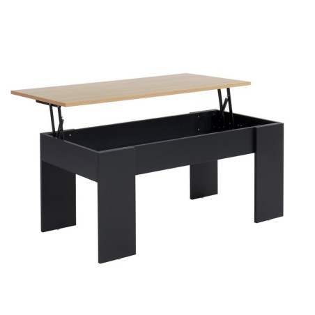 SIMON black and oak effect coffee table with lift-up top