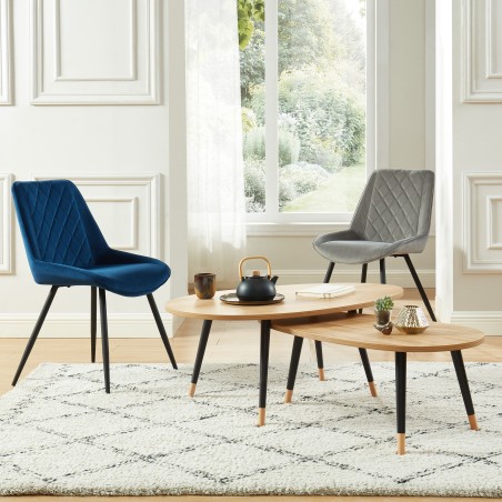 ORGANIC oak effect coffee table black legs 38.58 inches