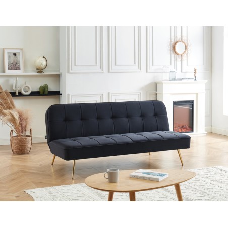 AROMA bench black velvet 3-seat convertible