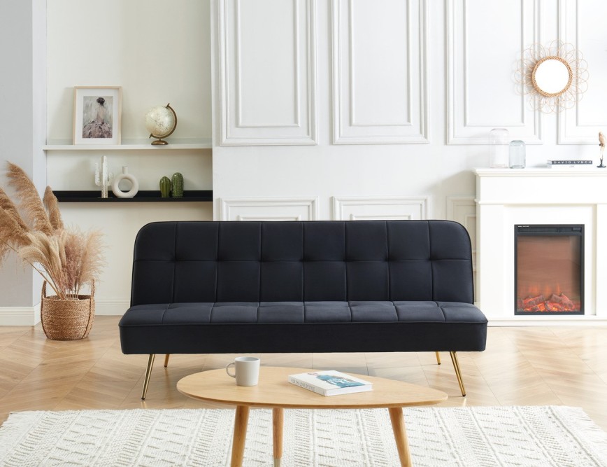 AROMA bench black velvet 3-seat convertible AROMA bench black velvet 3-seat convertible