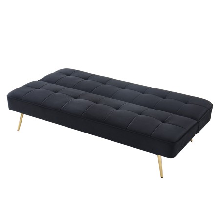 AROMA bench black velvet 3-seat convertible