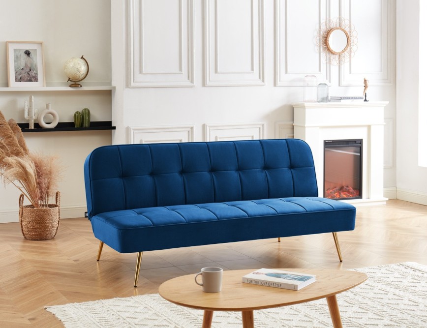 AROMA bench blue velvet 3-seat convertible AROMA bench blue velvet 3-seat convertible