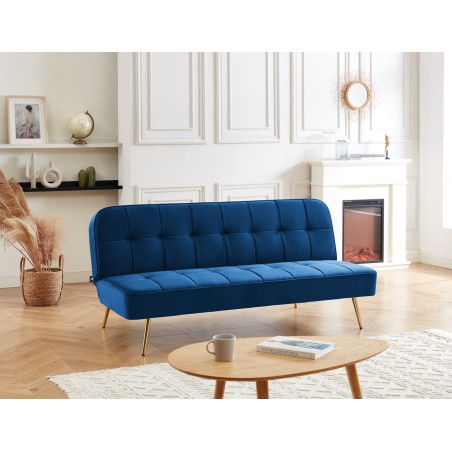 AROMA bench blue velvet 3-seat convertible