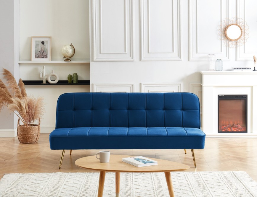 AROMA bench blue velvet 3-seat convertible AROMA bench blue velvet 3-seat convertible