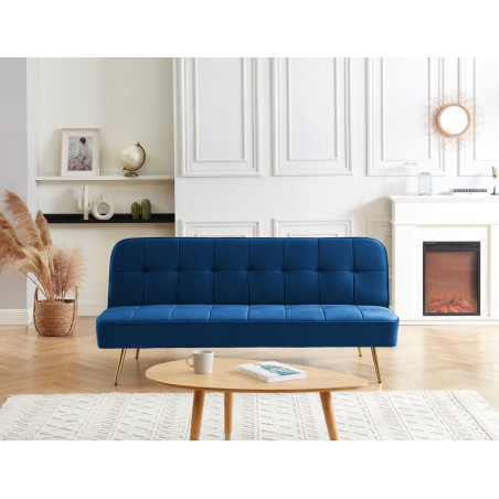 AROMA bench blue velvet 3-seat convertible