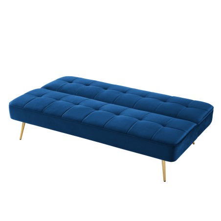 AROMA bench blue velvet 3-seat convertible