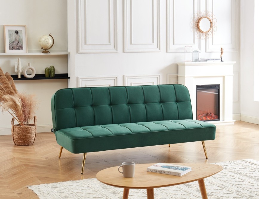 AROMA bench green velvet 3-seat convertible AROMA bench green velvet 3-seat convertible