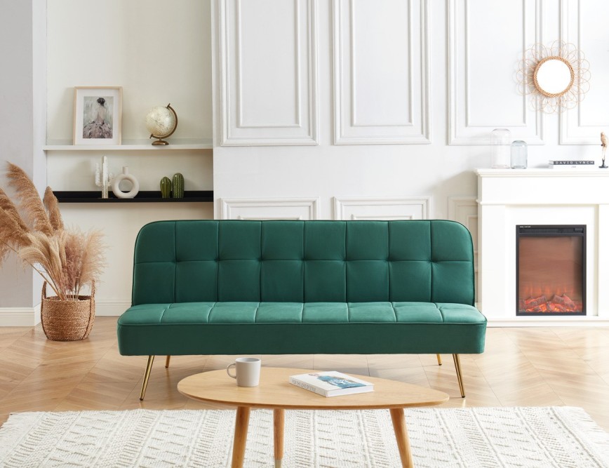 AROMA bench green velvet 3-seat convertible AROMA bench green velvet 3-seat convertible