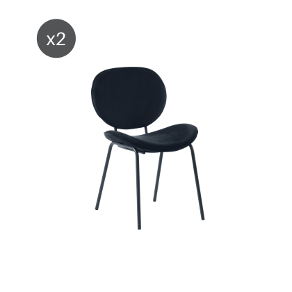 Set of 2 SHEILA chairs black velvet black metal legs