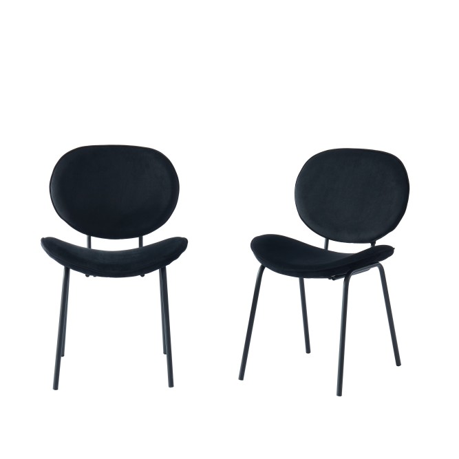 Set of 2 SHEILA chairs black velvet black metal legs Set of 2 SHEILA chairs black velvet black metal legs