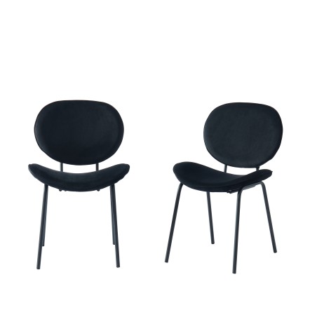 Set of 2 SHEILA chairs black velvet black metal legs