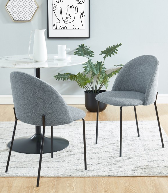 Set of 2 BROOKLYN chairs gray fabric black metal legs Set of 2 BROOKLYN chairs gray fabric black metal legs