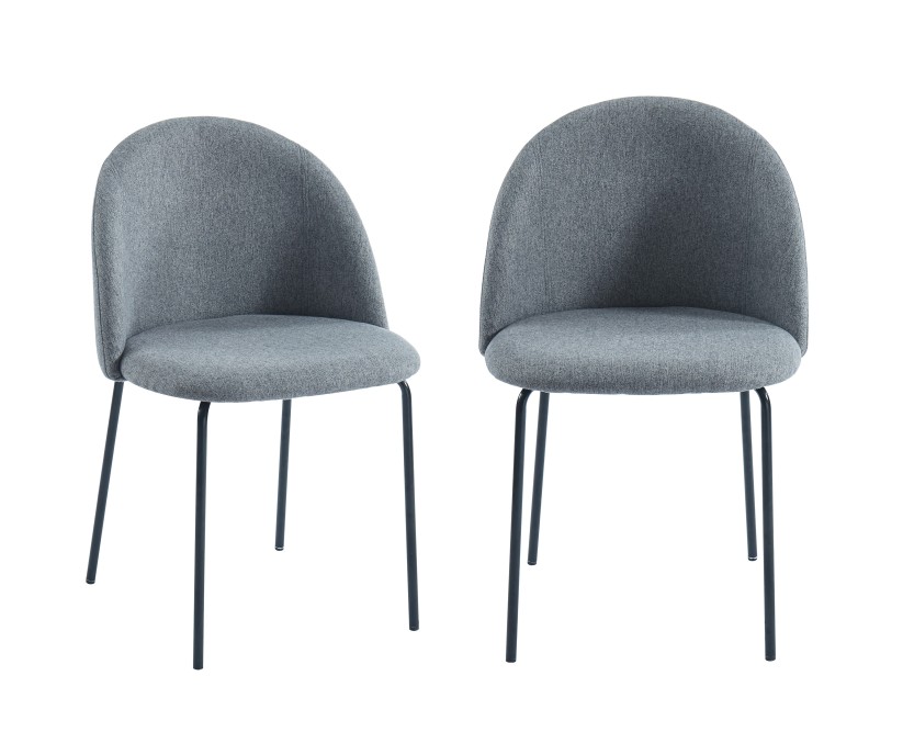 Set of 2 BROOKLYN chairs gray fabric black metal legs Set of 2 BROOKLYN chairs gray fabric black metal legs