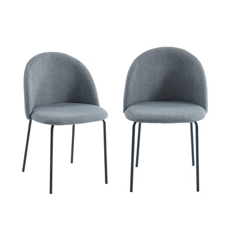 Set of 2 BROOKLYN chairs gray fabric black metal legs