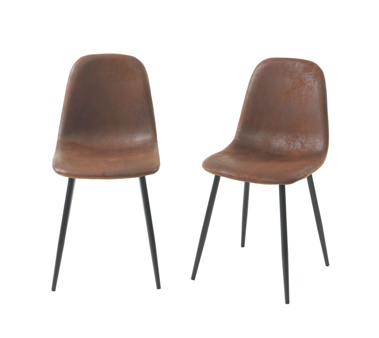 Set of 4 LENA chairs aged leather-look suede taupe metal black legs Set of 4 LENA chairs aged leather-look suede taupe metal black legs