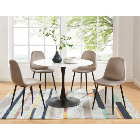 Set of 4 LENA chairs taupe velvet black metal legs