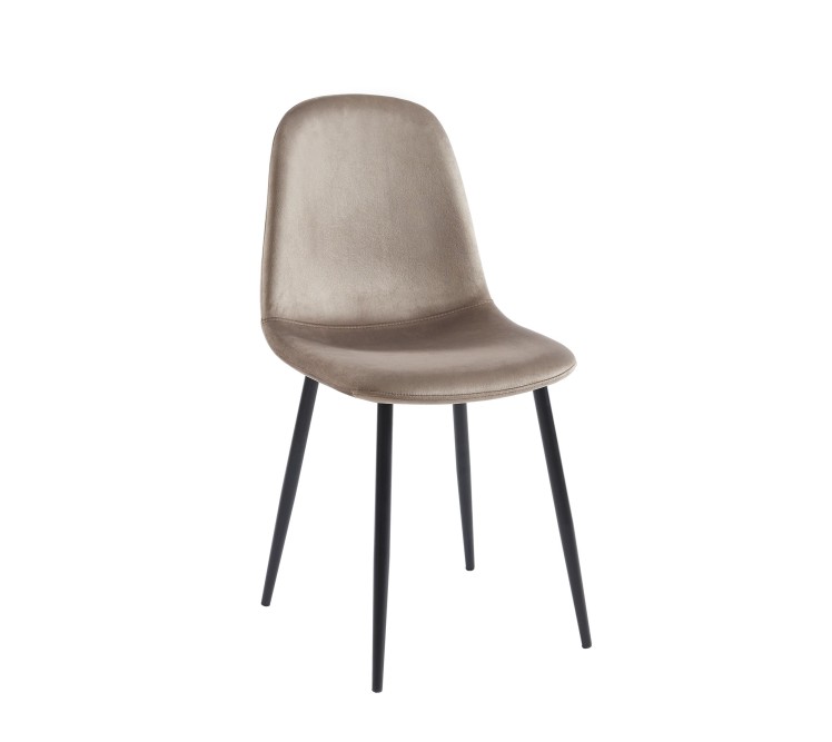 Set of 4 LENA chairs taupe velvet black metal legs Set of 4 LENA chairs taupe velvet black metal legs